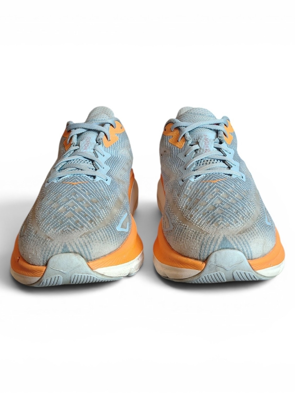 Hoka One One Clifton 9 Women’s Size 11B Running Sneakers Airy Blue/Orange - Picture 8 of 10